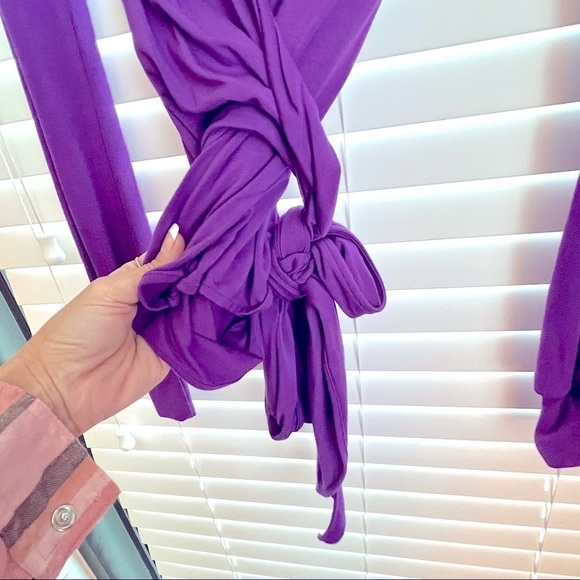 Patty Boutik Purple Collared Wrap Tie Long Sleeve Blouse Top! - Picture 5 of 10